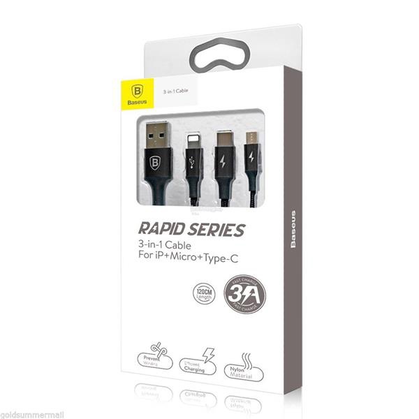 Baseus 3 in 1 USB Charger Charging Cable Micro USB